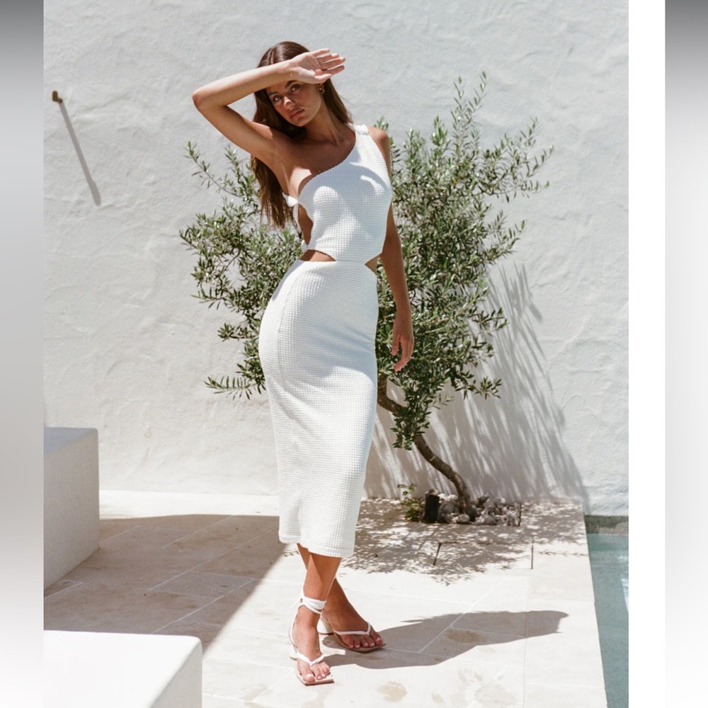 Waffle knit midi dress